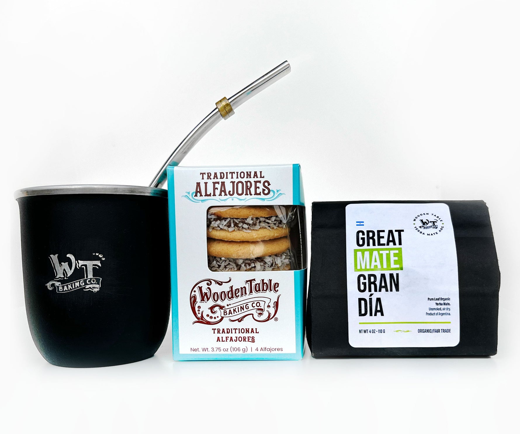 Yerba Mate Tea, Gourd, Straw, Set Alfajores Gift Box