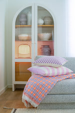 Quilted Sujani Throw Blanket - Pastel Lilac and Neon Orange