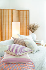Checkered Brocade Pillow - Lilac & White