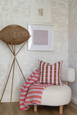 Santiago Grid Pillow - Baby Pink and Umber