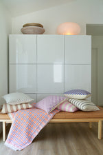 Quilted Sujani Throw Blanket - Pastel Lilac and Neon Orange