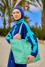 Green Faux Leather Beach Bag with Zipper CA2502-4 - By Baano