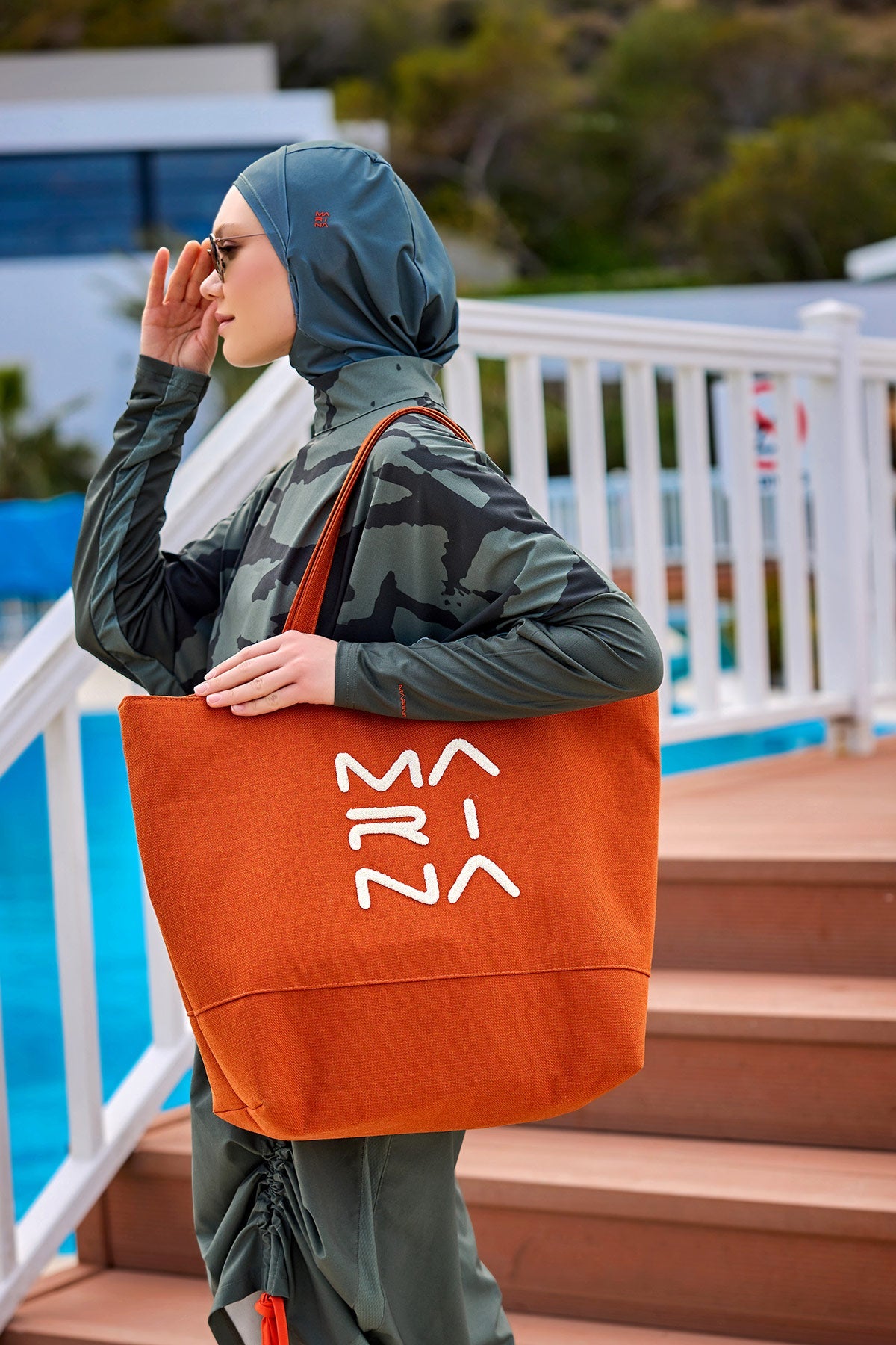 Orange Beach Bag with Zipper CA2501-5 - By Baano