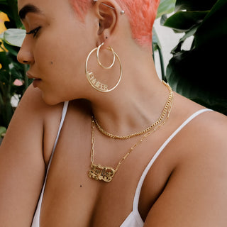 Block Name Hoop Earrings