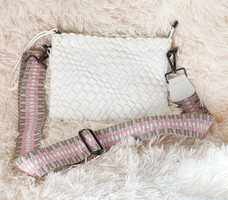 The Bella Woven Neoprene Crossbody - True White