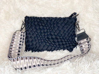The Bella Woven Neoprene Crossbody - Black