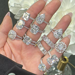 5.0ct Pear Cut Moissanite Three Row Pavè Lab Diamond Engagement Ring Ring Deluxe Fine Jewelry