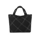 The Charli | Large Woven Neoprene Tote with Wristlet | Onyx with Glittered Stripe