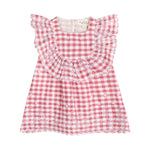 Pink Gingham Schiffli Embroidery Mia Dress - By Baano