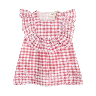 Pink Gingham Schiffli Embroidery Mia Dress