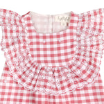 Pink Gingham Schiffli Embroidery Mia Dress - By Baano