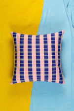Santiago Grid Pillow - Royal and Baby Pink