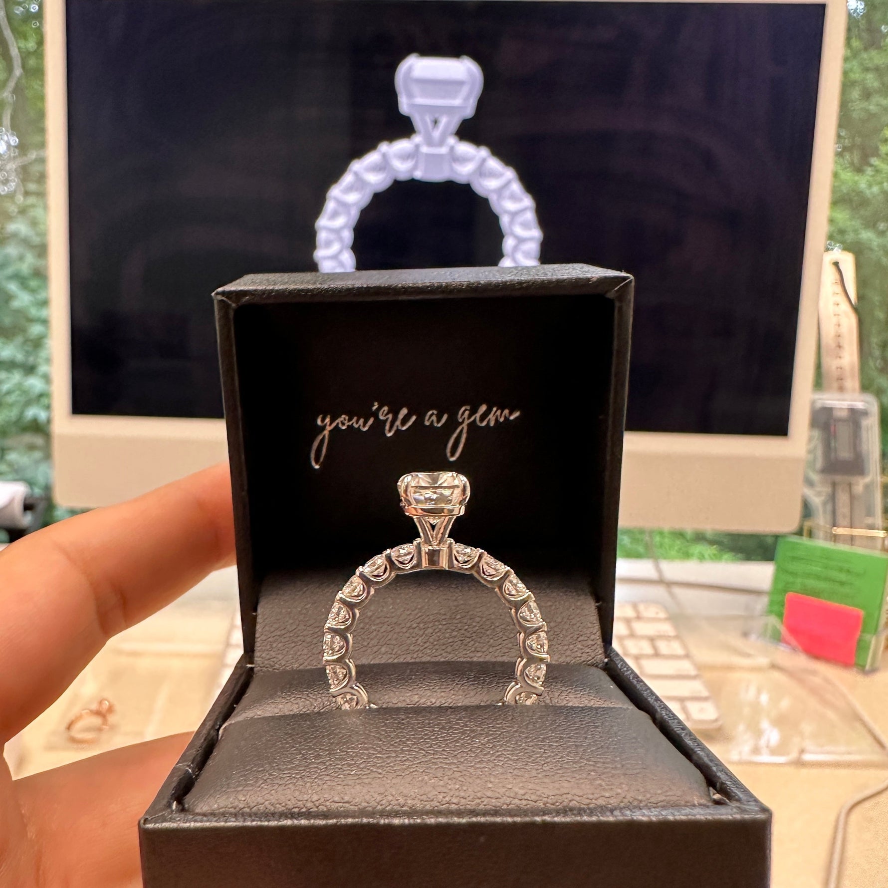 2.5ct Elongated Cushion Cut Eternity Engagement Ring Ring Deluxe Fine Jewelry