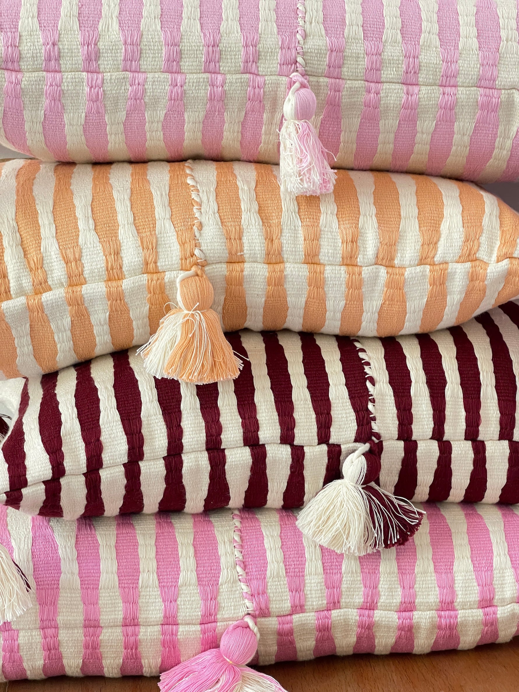 Antigua Pillow - Burgundy Stripe