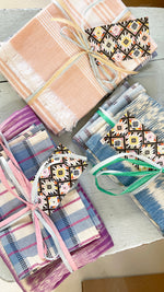 San Andres Gingham Blue & White Cocktail Napkins Set of 4