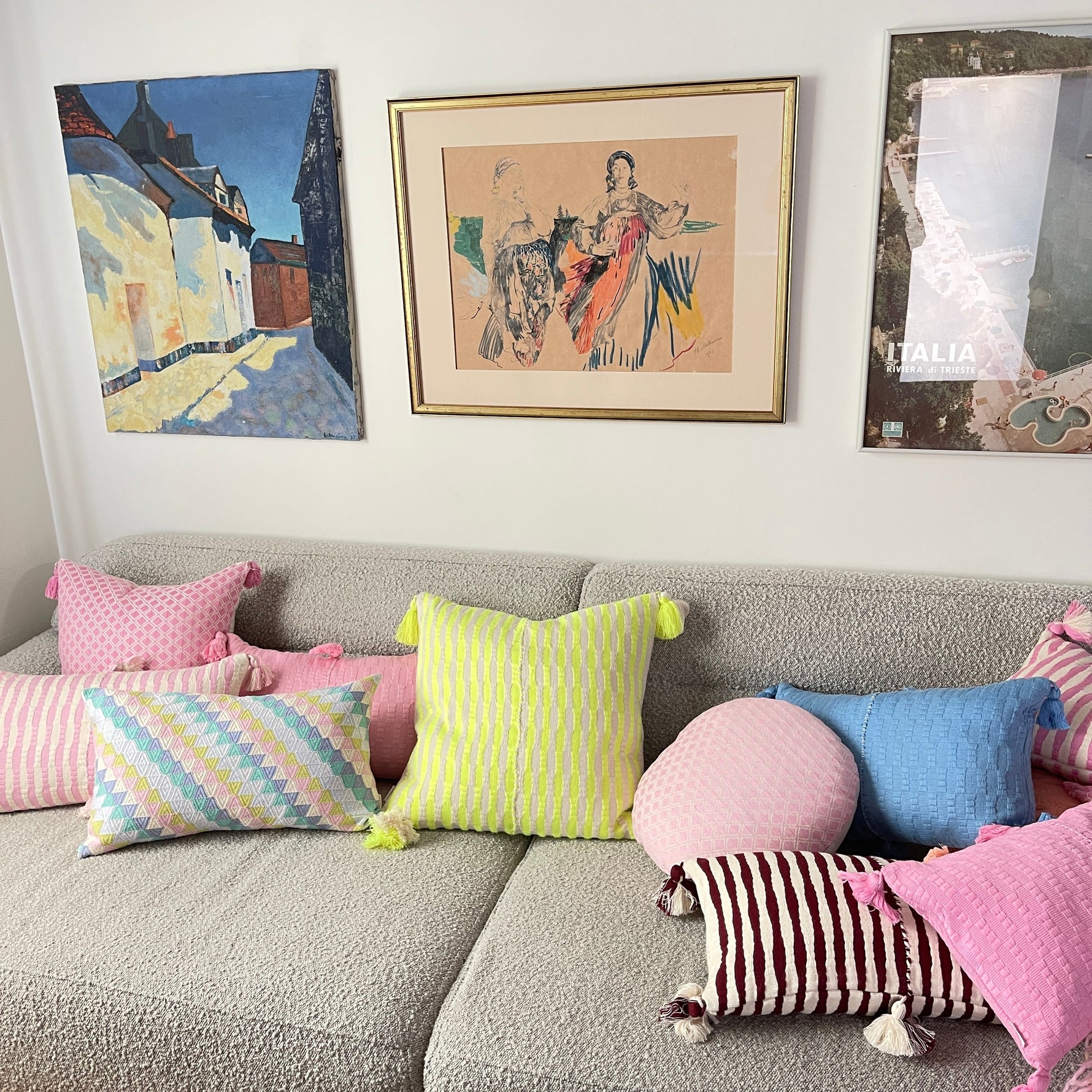 Antigua Pillow - Burgundy Stripe