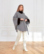 Genuine Scandinavian Mink Fur Virgin Wool Poncho - By Baano