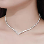Moissanite Diamond V Necklace Ring Deluxe Fine Jewelry