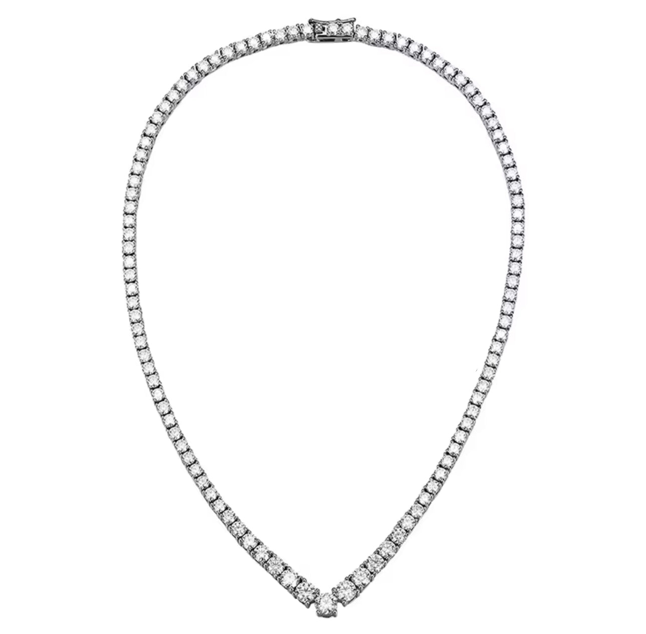 Moissanite Diamond V Necklace Ring Deluxe Fine Jewelry
