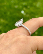 5.0ct Pear Cut Moissanite Three Row Pavè Lab Diamond Engagement Ring Ring Deluxe Fine Jewelry