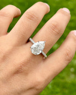 5.0ct Pear Cut Moissanite Three Row Pavè Lab Diamond Engagement Ring Ring Deluxe Fine Jewelry