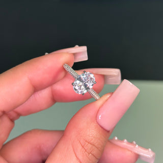 2.5ct Oval Cut Three Row Pavè Moissanite Engagement Ring Ring Deluxe Fine Jewelry