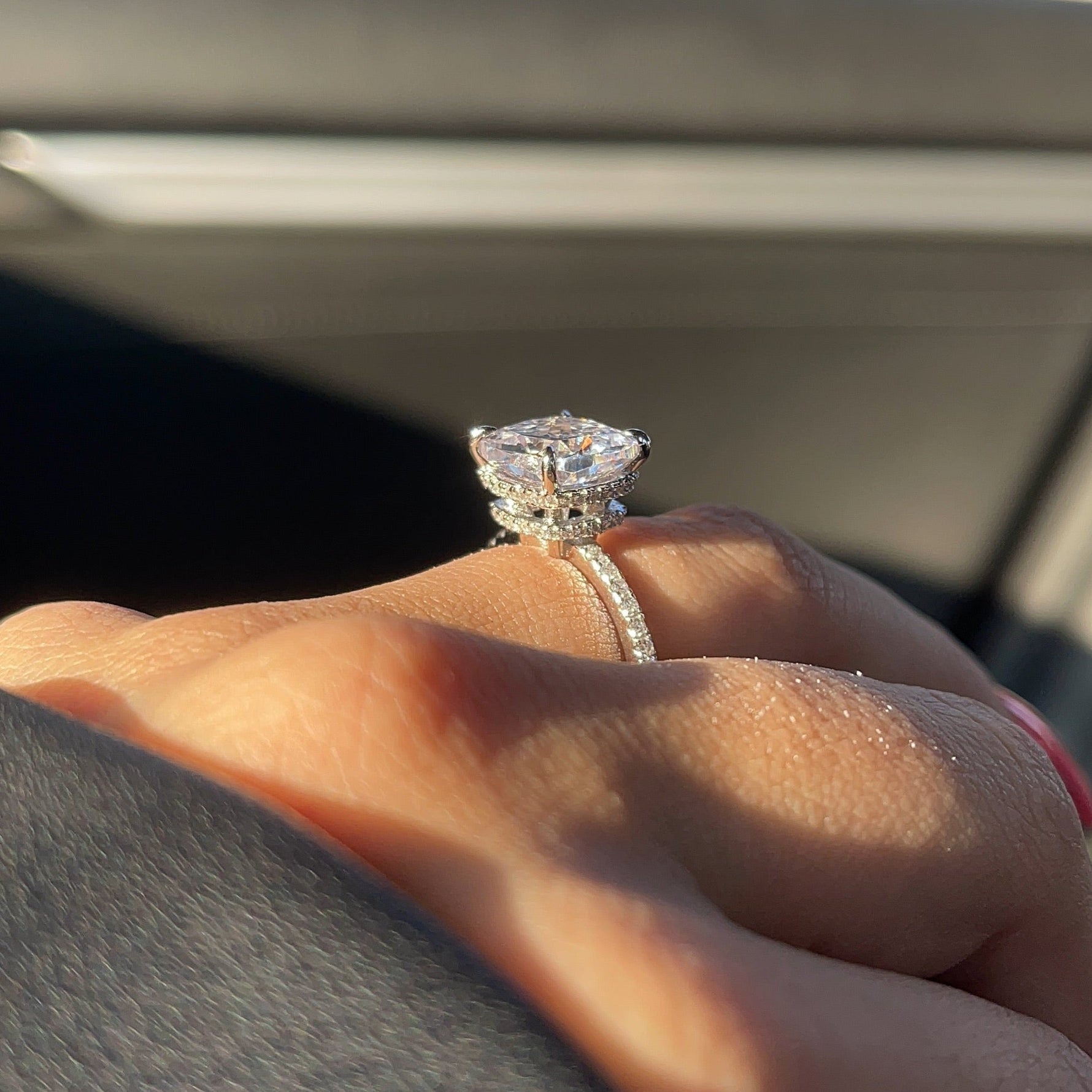 4.0ct Cushion Cut Moissanite Diamond Double Hidden Halo Engagement Ring Ring Deluxe Fine Jewelry