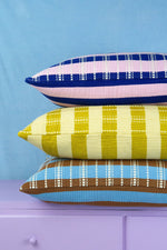 Santiago Grid Pillow - Blue and Umber