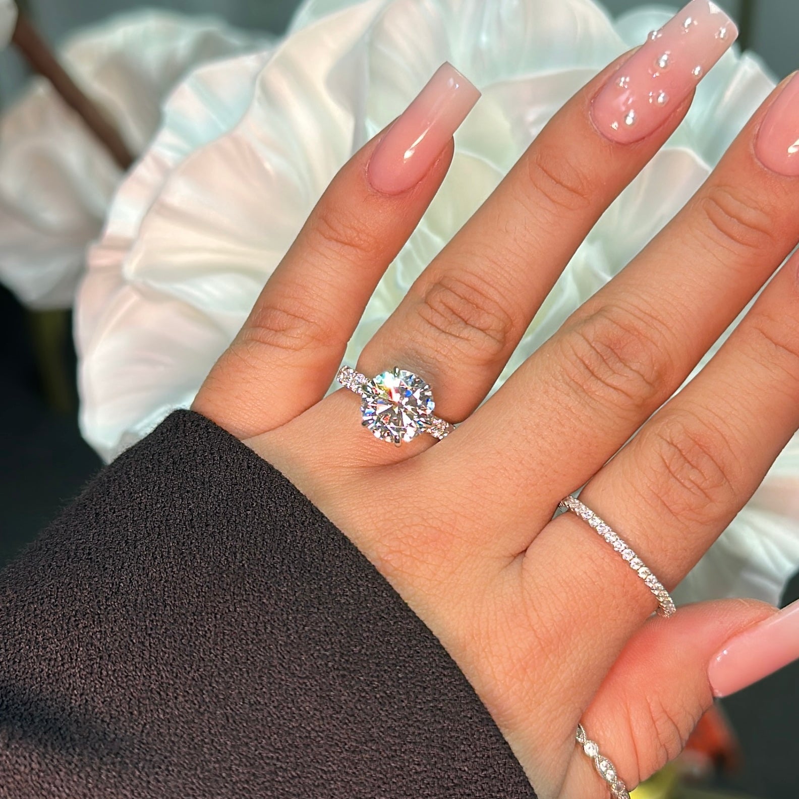 3.5ct Round Cut Moissanite Double Hidden Halo Engagement Ring Ring Deluxe Fine Jewelry