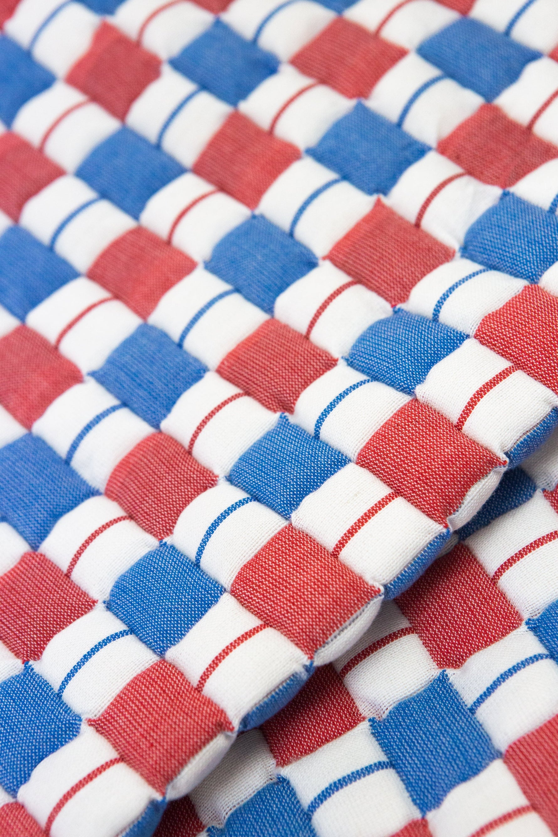 Quilted Sujani Throw Blanket - Red & Blue