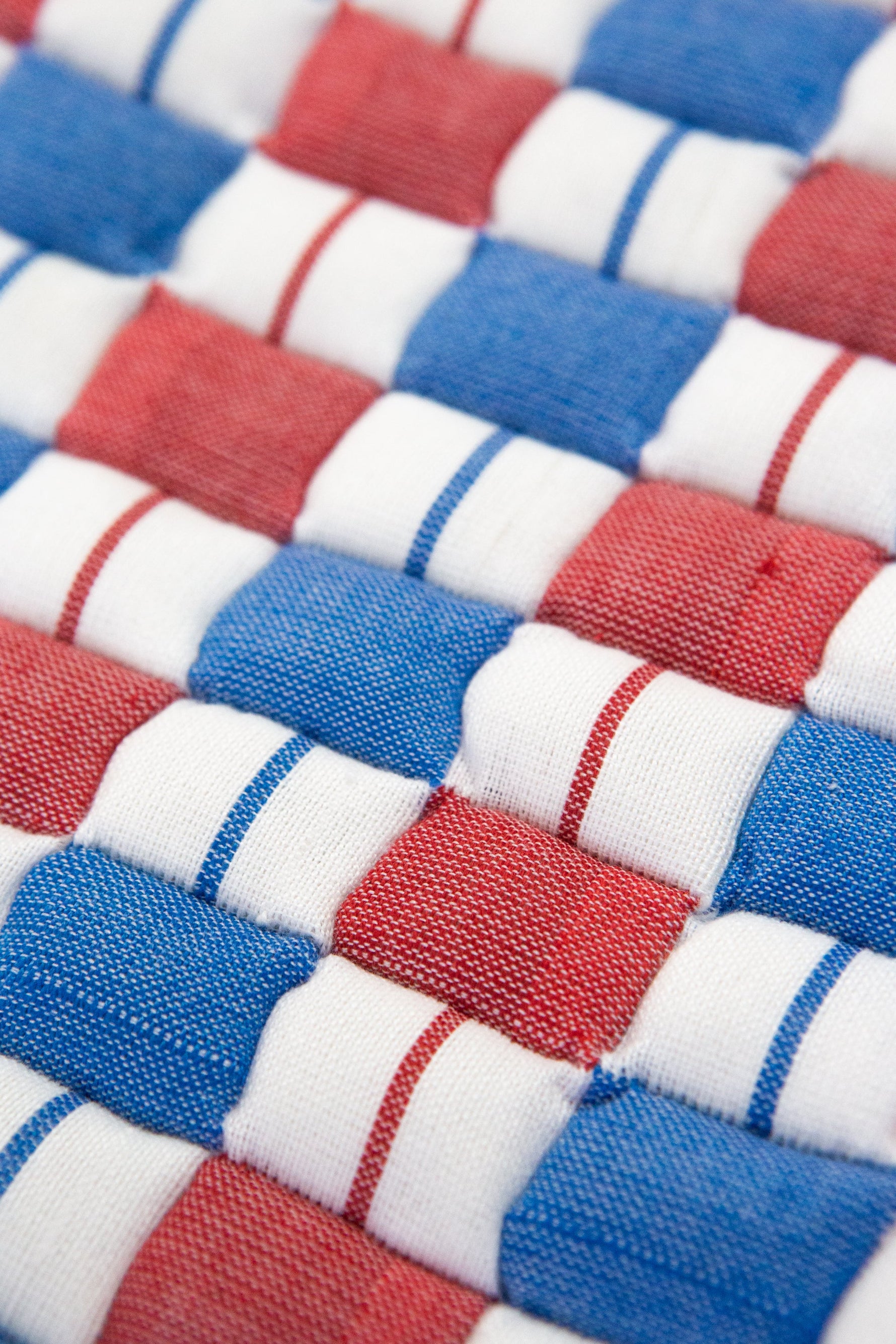 Quilted Sujani Throw Blanket - Red & Blue