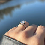 2.0ct Pear Cut Moissanite Black Halo Engagement Ring Ring Deluxe Fine Jewelry