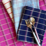 San Lucas Plaid Navy Cocktail Napkins, Set of 4