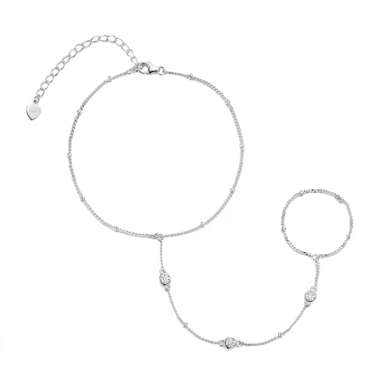 Moissanite Hand Chain Ring Deluxe Fine Jewelry