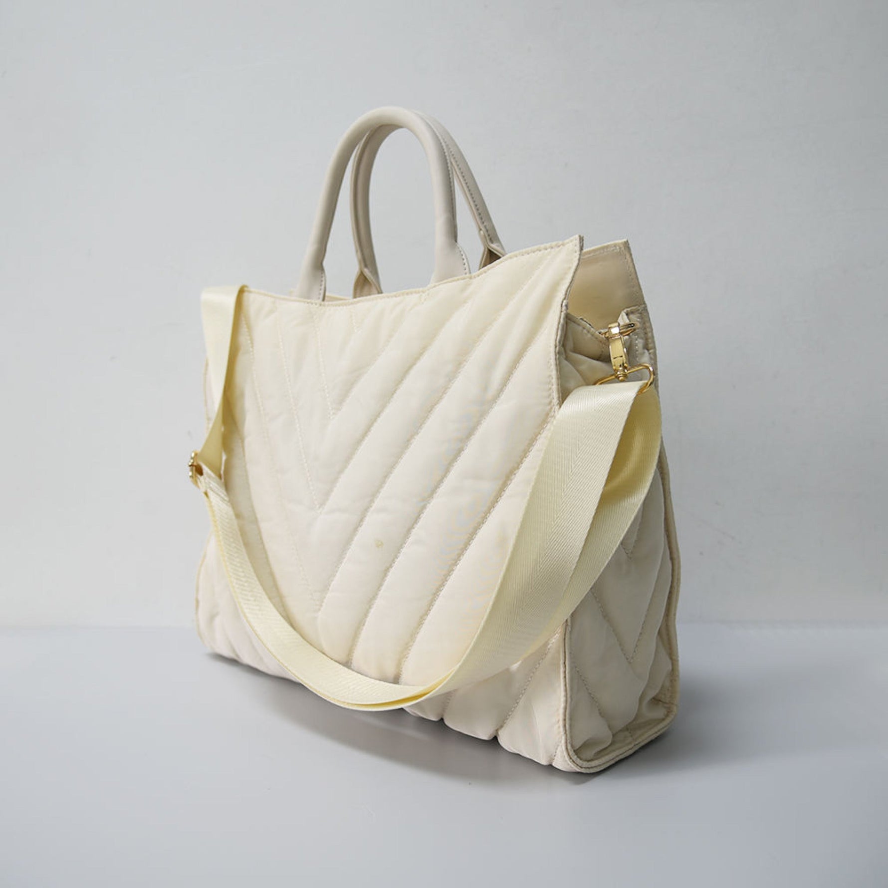 The Carmen | Chevron Stripe Large Puffer Tote