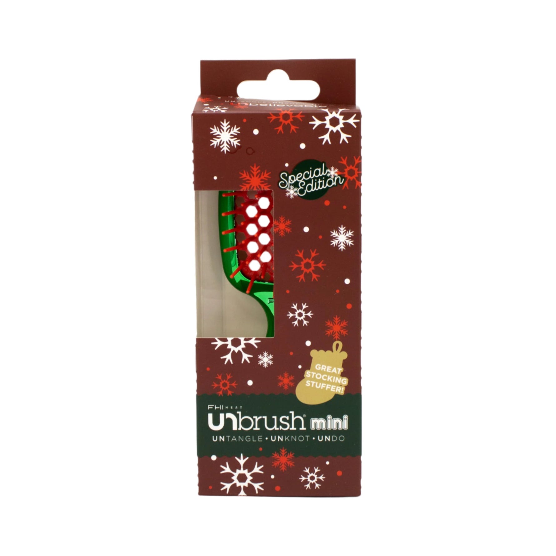 Unbrush Mini Holiday Hair Brush HOLLY - New