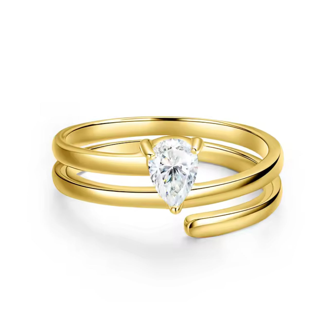 0.5ct Pear Cut Moissanite Swirl Pinky Ring Ring Deluxe Fine Jewelry