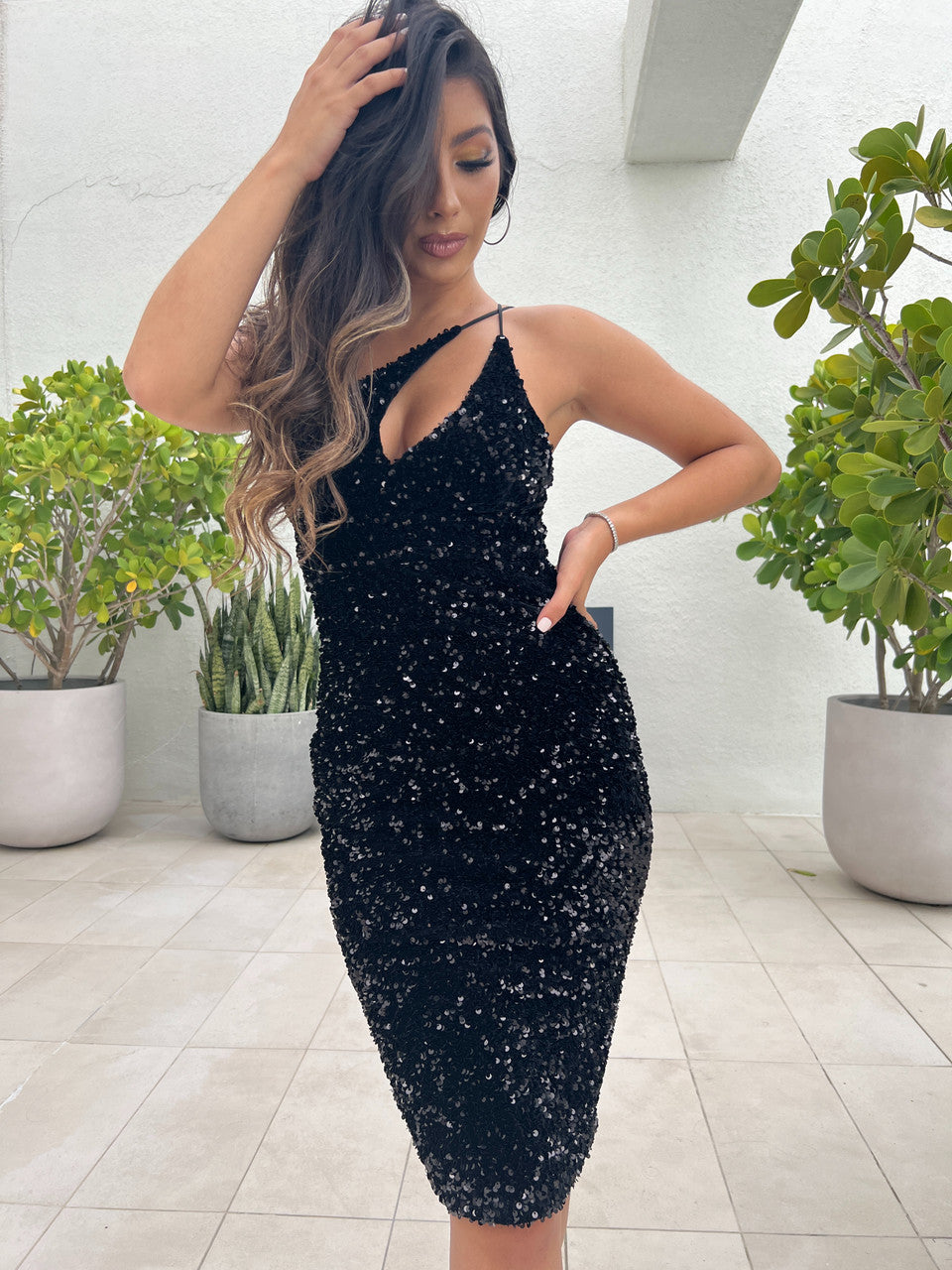 Venice Midi Dress - Black Sequin Dress - FINAL SALE - By Baano