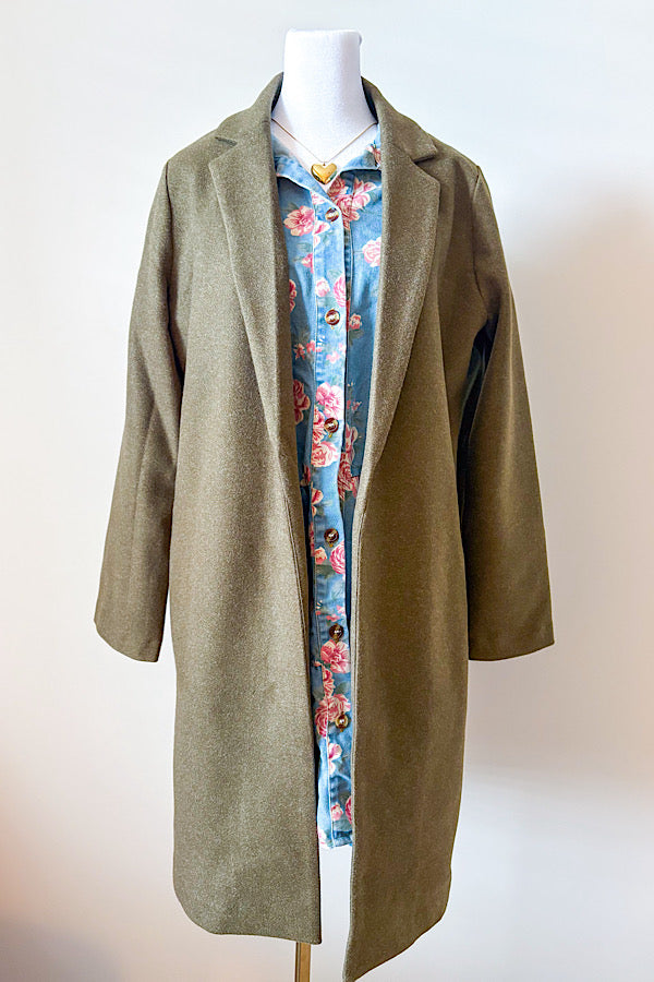SC - Juliette Olive Mid-Length Coat - By Baano