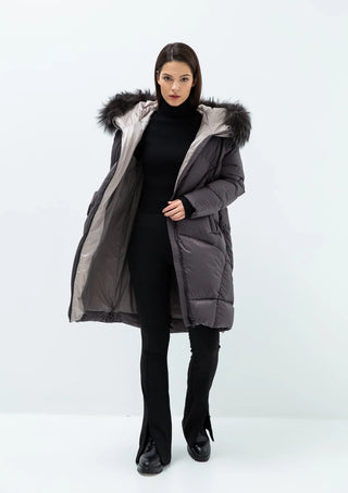 Gisèle Premium Genuine Fox Fur Trim Down Fill Coat - By Baano