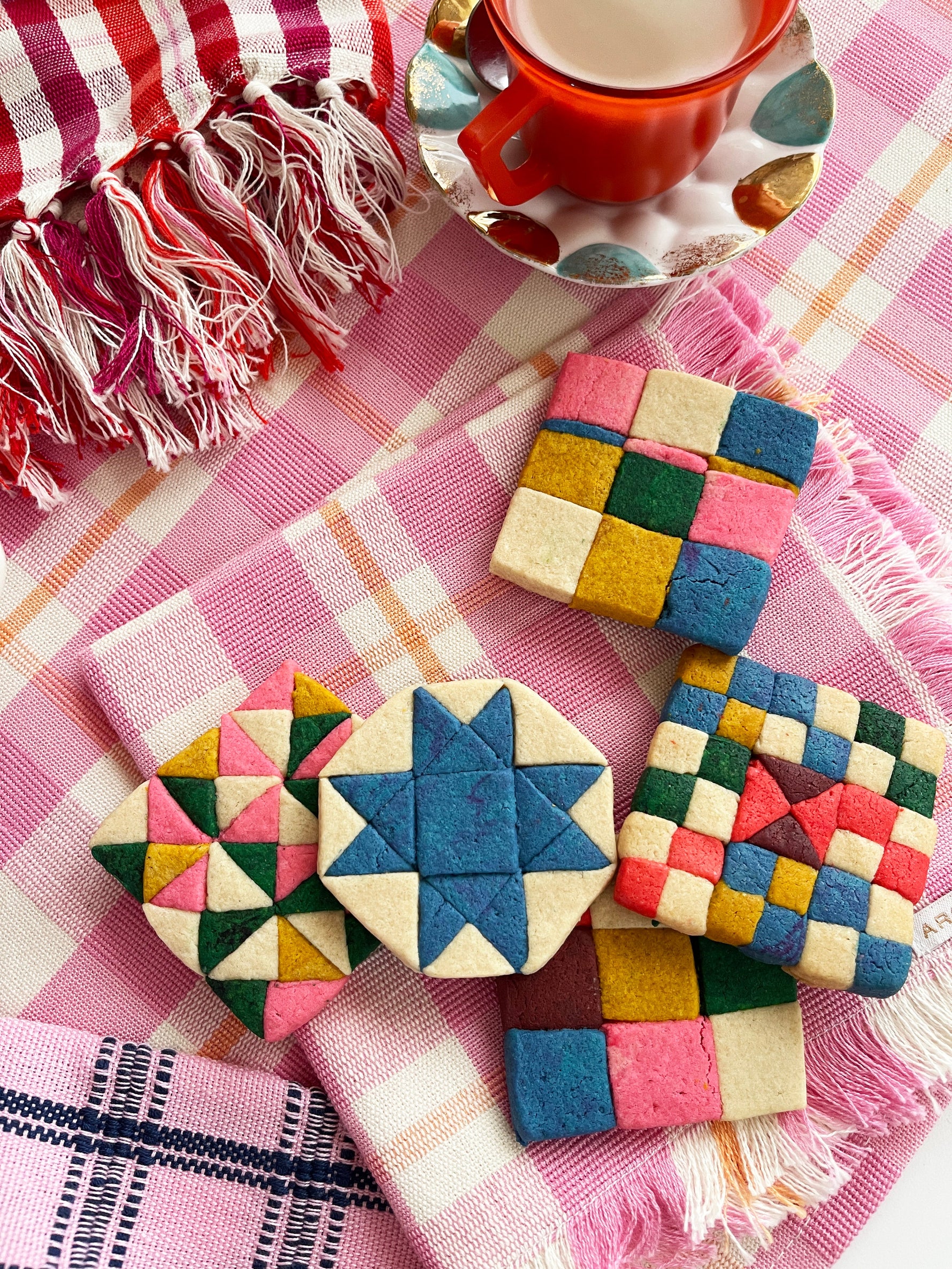 Backordered: Abigail Plaid Party Napkin in Bubblegum and Peach