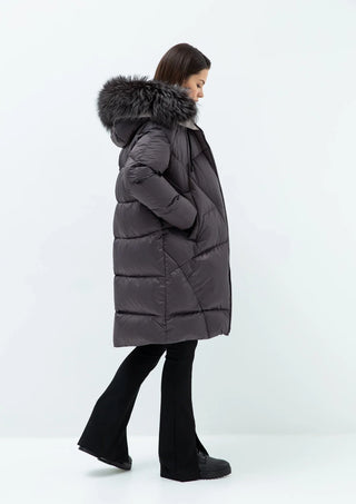 Gisèle Premium Genuine Fox Fur Trim Down Fill Coat - By Baano