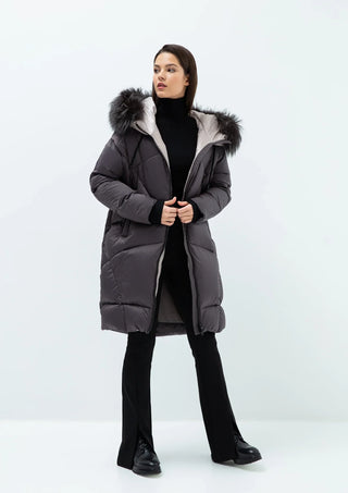 Gisèle Premium Genuine Fox Fur Trim Down Fill Coat - By Baano