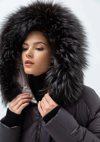 Gisèle Premium Genuine Fox Fur Trim Down Fill Coat - By Baano