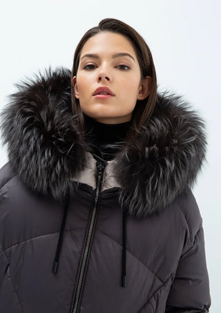 Gisèle Premium Genuine Fox Fur Trim Down Fill Coat - By Baano