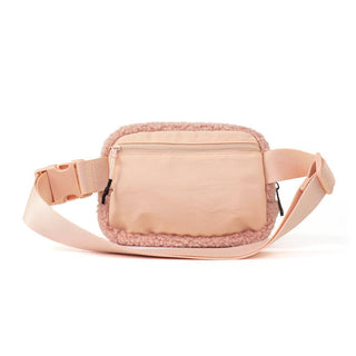 The Lennon Sherpa Belt Bag, Sling Bag, Waist Bag | Light Pink