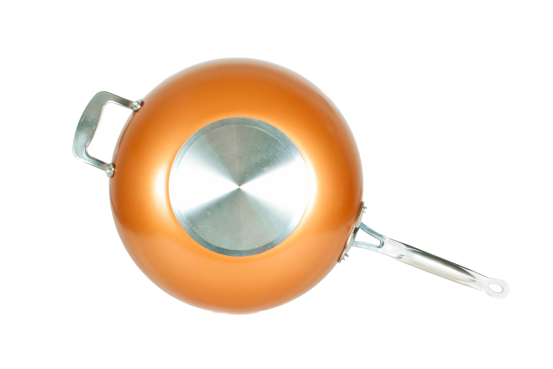 MASTERPAN Ceramic Nonstick Copper Color Wok & Glass Lid, 12