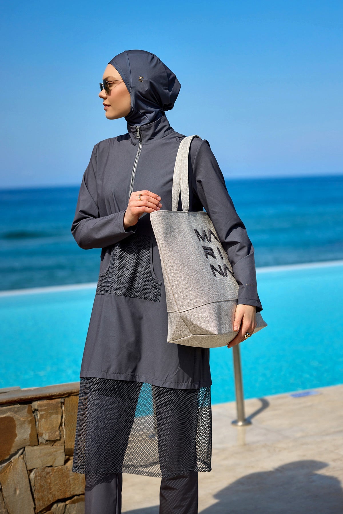 Cream Beach Bag with Zipper CA2501-3 - By Baano