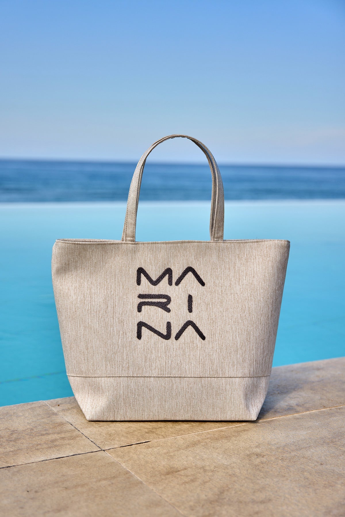 Cream Beach Bag with Zipper CA2501-3 - By Baano