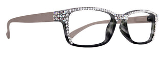 Olivia Full-Top Crystal Women's Reading Glasses – Square Black/Grey Frame with European Crystals